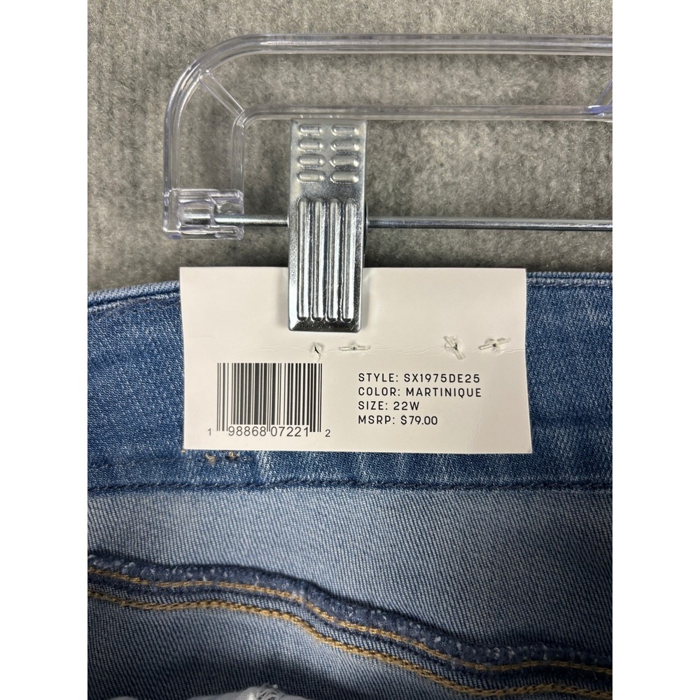 Seven7 Tummyless High Rise Skinny Jeans Light Wash Blue 22W - Picture 6 of 12